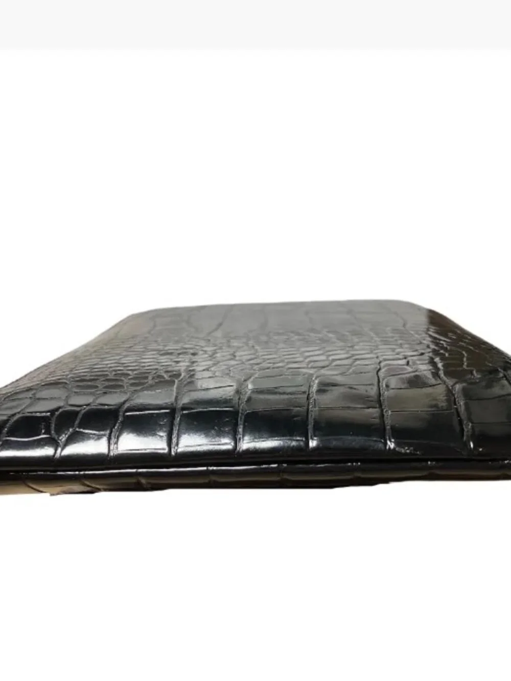 Anne Klein Chic Faux Patent Leather Croc-Embossed Wristlet Like New